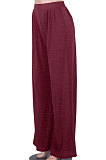 Black Bright Silk High Waist Wide-Legged Casual Straight Long Pants WMZ2628