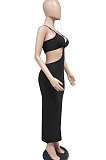 Black Womenswear Irregularity Gallus Haltenck Sexy Dance Bandage Culb Long Dress WMZ2625