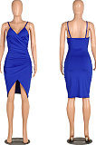 Royal Blue Gallus Cultivate One's Morality Sexy Spring Summer Womenswear  Mini Dress WMZ6233