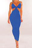 Royal Blue Womenswear Irregularity Gallus Haltenck Sexy Dance Bandage Culb Long Dress WMZ2625