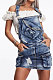 Spliced Dress Personality Eyelet Button Straps Cowboy Package Hip Skirt HHM6141