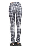 Grid Ruffle Personality Sexy Printing Casual Long Pants LIN8838