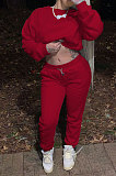 Red Euramerican Trendy Casual Pure Color Sport Sets Two-Pieces W8355