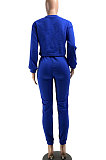 Blue Euramerican Trendy Casual Pure Color Sport Sets Two-Pieces W8355