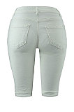 White Personality Hole Jeans Fifth Pants CF8851