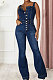 Dark Blue Trendy Casual Sexy Straps Jeans Wide Leg Jumpsuits JLX6048