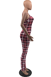 Pink Spring Summer Casual Plaid Cultivate One's Morality Sling Jumpsuit QSS5031