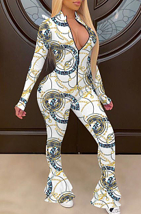 White Cultivate One's Morality Fashion Fishtal Print Jumpsuits QSS5020