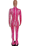 Rose Red Cultivate One's Morality Fashion Fishtal Print Jumpsuits QSS5020