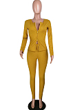 Yellow Fashion Casual Cultivate One's Morality Two-Piece QSS5002