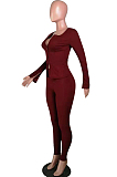 Rose Red Fashion Casual Cultivate One's Morality Two-Piece QSS5002