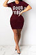 Wine Red Euramerican Women Sexy Cultivate One's Morality Letter Printing Mini Dress LD8822