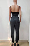 Black Summer Womensweear Sexy Gallus Prior To Bind Casual Jumpsuit LD8820