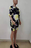 Yellow Summer Women Printing Tie Dye Two-Pieces LD8862