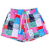 Color Pink Summer Quilting Printing Casual House Pants Beach Pants Shorts FH108