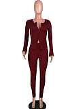 Wine Red Fashion Casual Cultivate One's Morality Two-Piece QSS5002