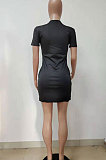 Black Euramerican Women Sexy Cultivate One's Morality Letter Printing Mini Dress LD8822