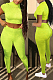 Neon Green Fashion Temperament Short Sleeves Small Weet Wind Two-Piece WME2023