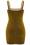 Gold Hot Night Clud Stamping Sling Mini Dress QQM4212
