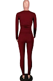 Wine Red Fashion Casual Cultivate One's Morality Two-Piece QSS5002