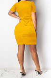Yellow Euramerican Women Sexy Cultivate One's Morality Letter Printing Mini Dress LD8822