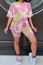 Pink Summer Women Printing Tie Dye Two-Pieces LD8862