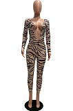 Leopard Print Sexy Temperament V Neck Backless Jumpsuits WME1014