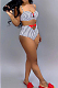 White Fashion Casual Black White Stripe Two-Piece Colpus Knot Tie A Knot Swimsuits MDF5204