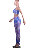 Sexy Fashion Inclined Shoulder Fold Tie Dye Two-Piece MLL101