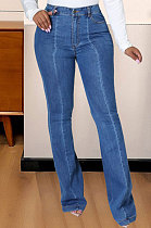 Womenswear Casual Joker Spliced Contrast Color Straight Cultivate One's Morality Jeans JLX6883