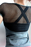 Yoga Short Sleeve Pure Mesh Splice T-Shirt Elastic VentilationTX3014