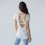Breathable Yoga Suit Short Sleeve Shirt Backless T Running Thin Loose Sports T-Shirt Fitness Suit TX0001