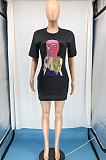 Personality Printing Fashion Casaul T Shirts Mini Dress RMH8175