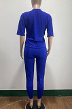 Pure Color Multi Short Sleeves Long Pants Sport Casual Two-Pieces AMM8328