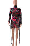 Sexy Womenswear Net Yarn Bind Mini Dress NK210