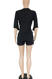 Lace Edge Sexy Dark V Collect Waist Lace Edge Romper Shorts RMH1670