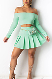 Sexy Fashion Stuapless Pleated Skirt Two-Piece BS1250