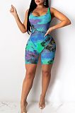Fashion Polyester Shorts Print Jumpsuits JH178