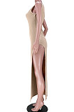 Sexy Irregularity Pit Bar High Split One Shoulder Long Dress GL6365