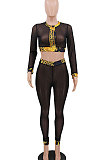 Polyester Mesh Perspective Printing Top Tight Pants Two-Pieces CCY8510