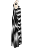 Fashion Casual Loose Sleveeless V Neck Stripe Dresse SMR9992