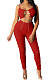 Pure Color Rufflle Hollow Out Pants Sets XQ1095