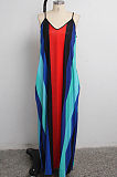 Fashion Casual Loose Sleveeless V Neck Stripe Dresse SMR9991