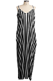 Fashion Casual Loose Sleveeless V Neck Stripe Dresse SMR9992