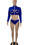 Fashion Euramerican Midriff Long Sleeve Top Swimming Trunks Sets CY1319