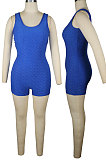 Sleeveless Pure Color Vest Pineapple Cloth Romper Shorts QQM4222