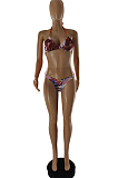 Fashion Print Bikini Bind Blouse Three-Piece Dresses SQ936