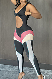 Contrast Color Midriff Yoge Sport Jumpsuit TRS1110
