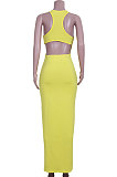 Yellow Sexy Hollow Out Long Dress JZH8032