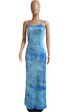 Spring Summer Fashion Sexy Sleeveless Tie Dye Knotted Strap Long Dress DY6643